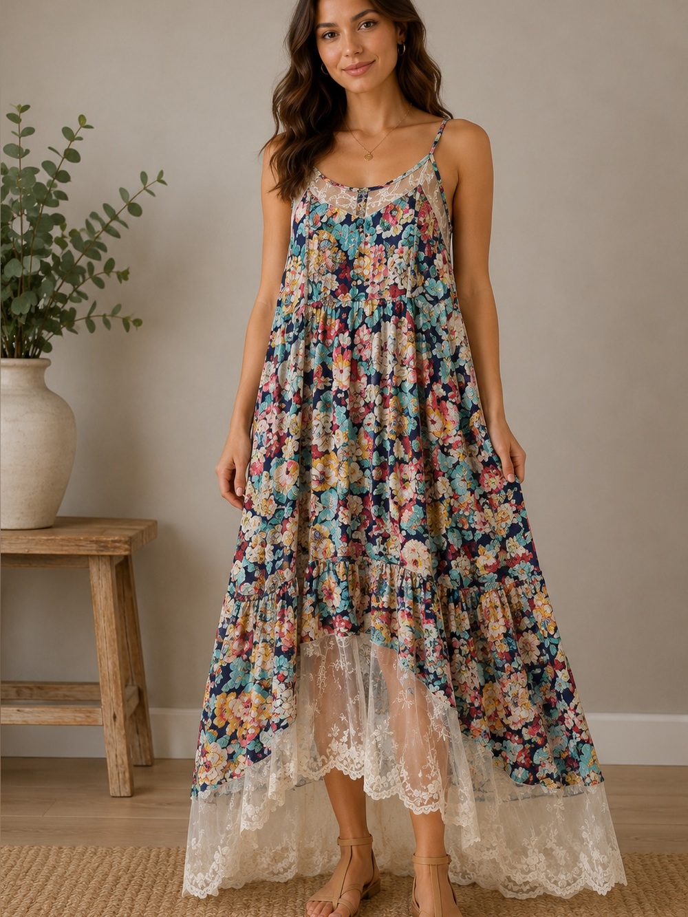JODIFL Multicolor Floral Boho Maxi Dress